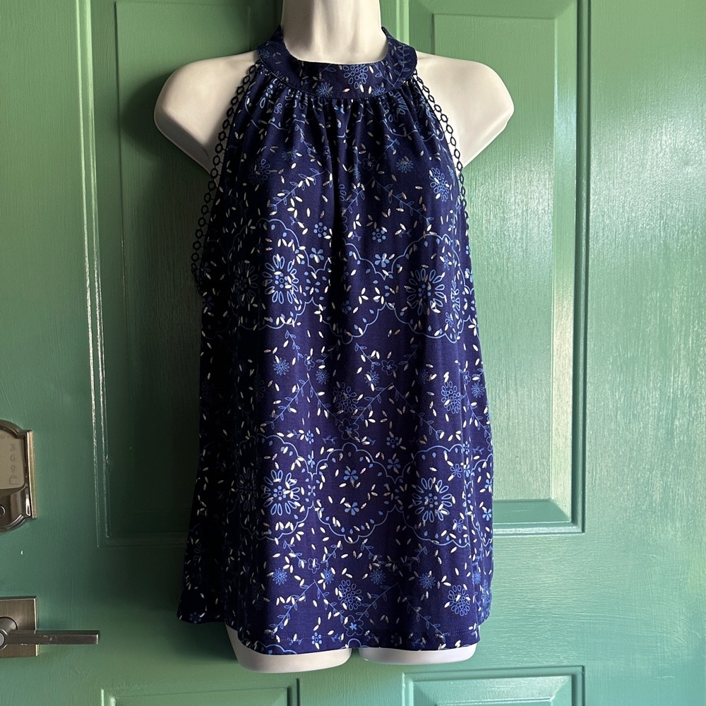 Elegant Blue Halter Neck Blouse Como Blu size XL